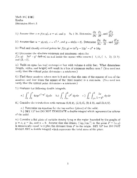Discussion Sheet 3 Worksheet