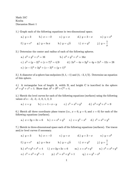 Discussion Sheet 1 Worksheet