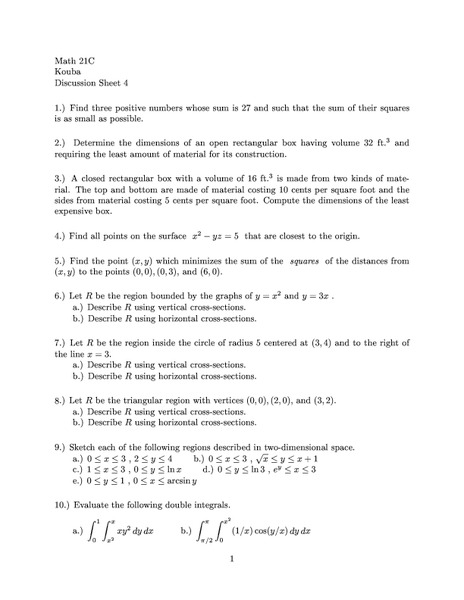 Discussion Sheet 4 Worksheet