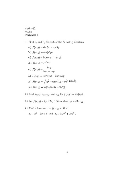 Worksheet 4 Worksheet