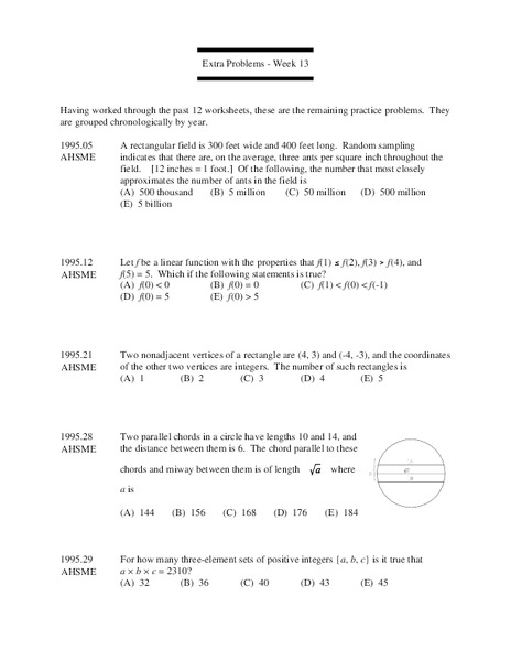 Extra Problems - Week 13 (Functions) Worksheet