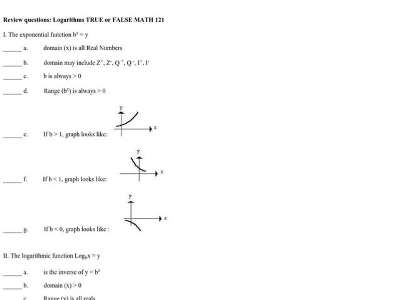 Logarithms Worksheet