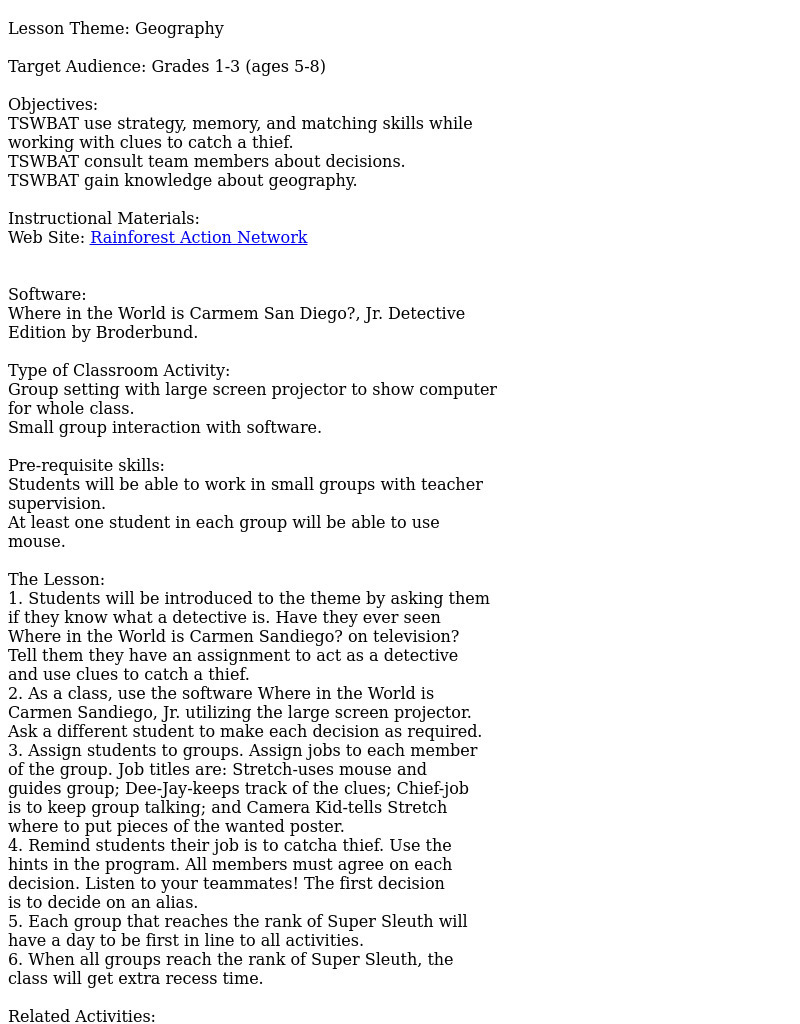 Geography Lesson Plan