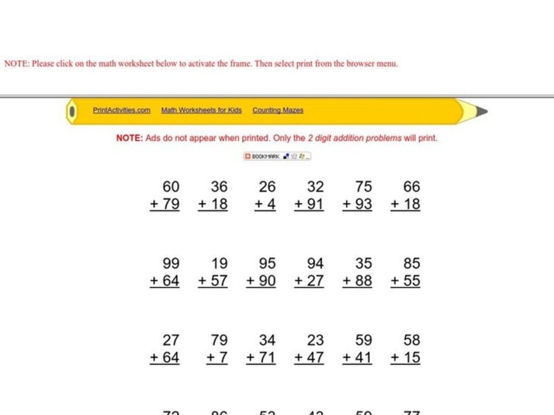 Two-Digit Addition Worksheet