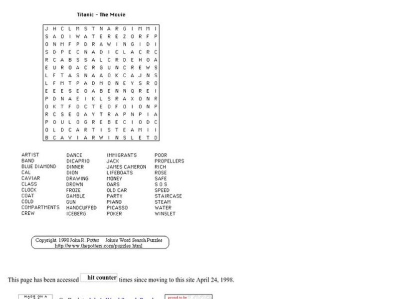 The Movie Titanic Worksheet