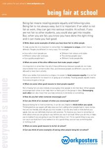 Being Fair At School Organizer