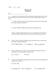 Spontaneous Cell Reaction Worksheet