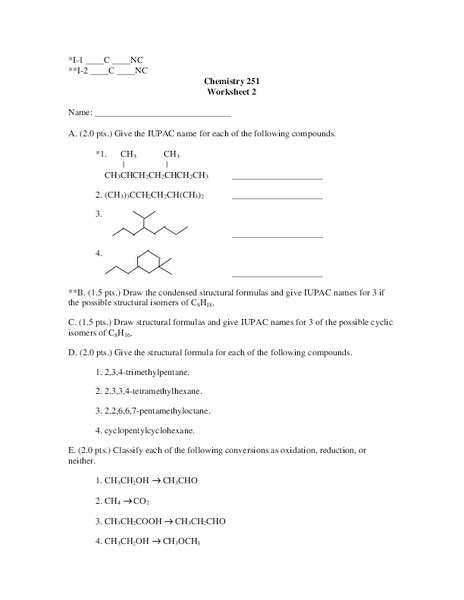 Chemical Compounds Worksheet