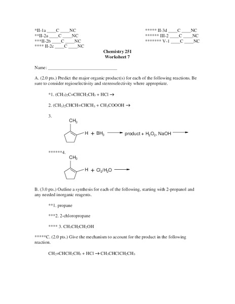 Chemical Equations Worksheet