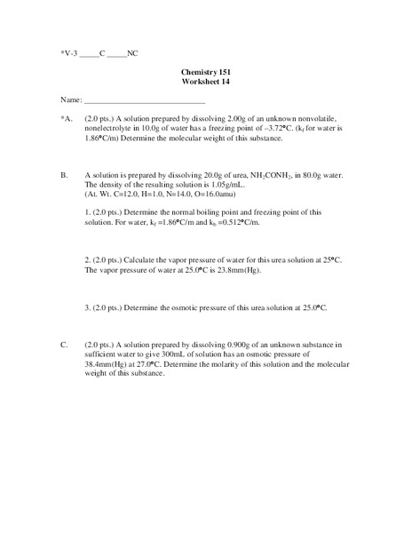 Solutions Worksheet