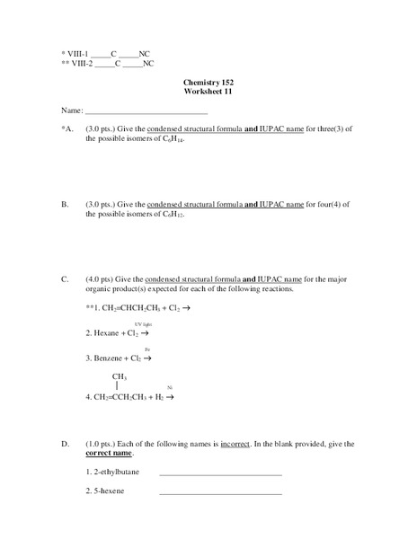 Compounds and Their Isomers Worksheet