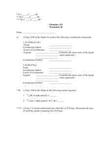Coordination Compounds Worksheet