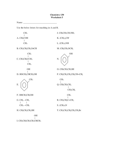 Chemical Compounds Worksheet