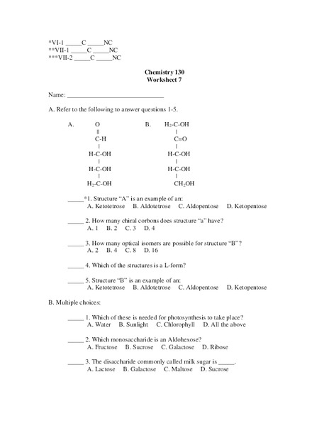 Organic Compounds Worksheet