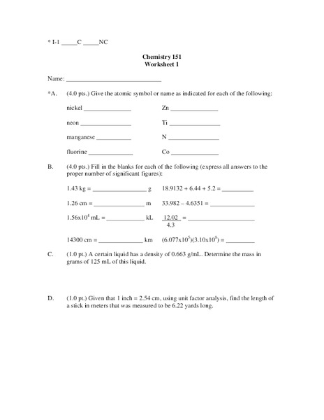 Atoms Worksheet