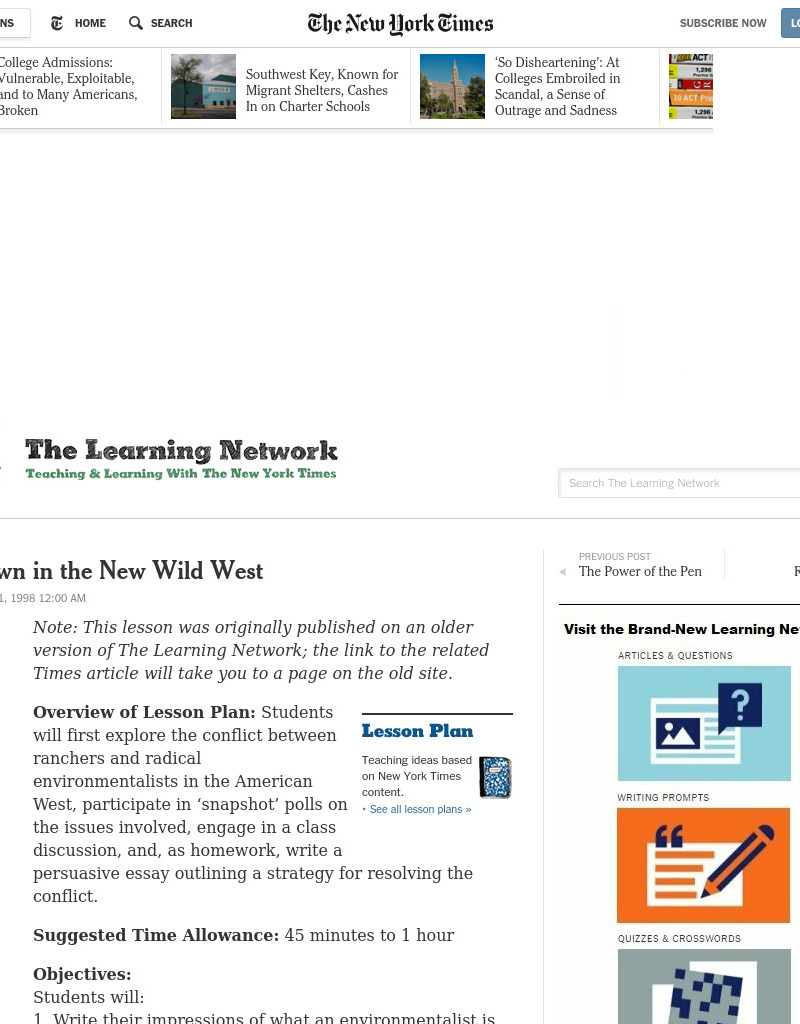 Showdown in the New Wild West Lesson Plan