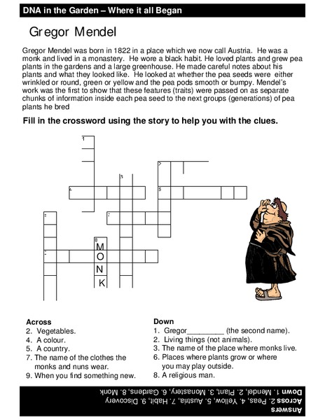 Dna in the Garden - Where It All Began Worksheet