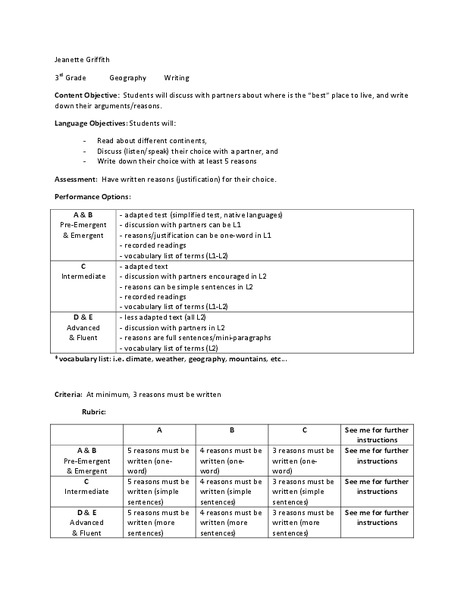 Geography Lesson Plan