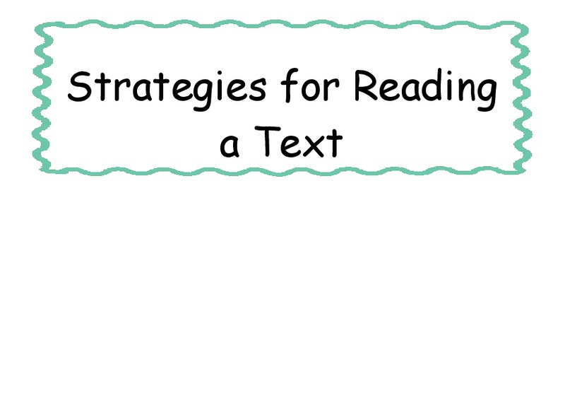 Reading Strategies Worksheet