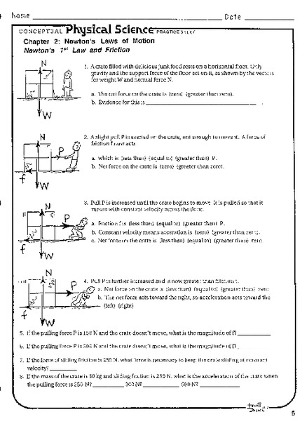 Newton's Laws of Motion-Newton's 1st Law and Friction Worksheet