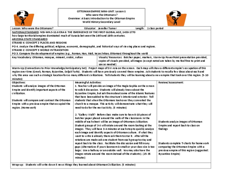 Who Were the Ottomans? Lesson Plan