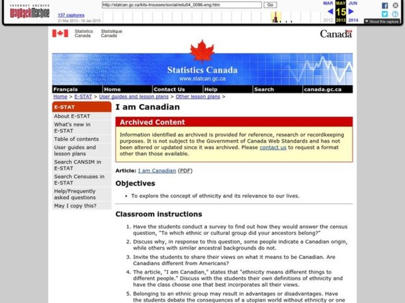 I am Canadian Lesson Plan