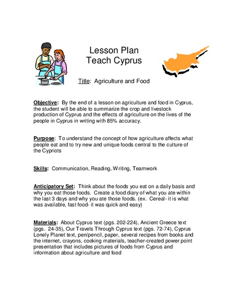 Agriculture and Food Lesson Plan