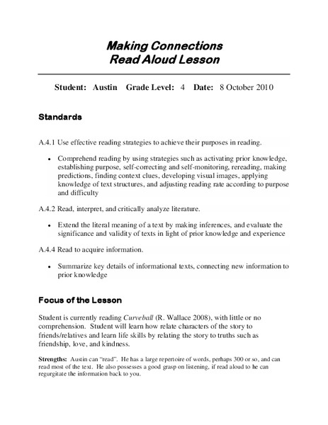 Making Connections Lesson Plan
