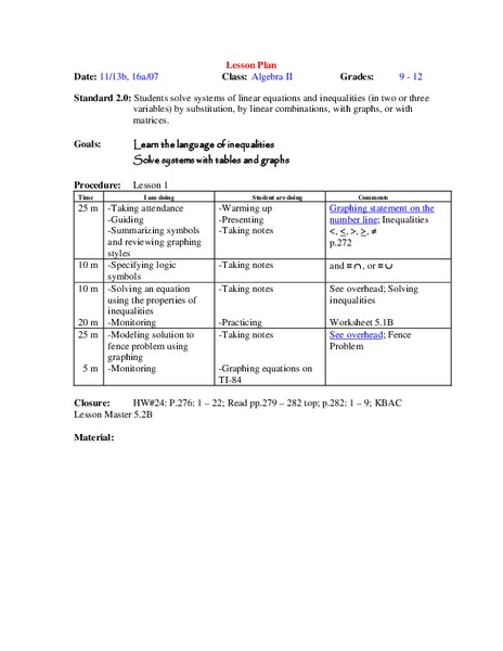 Systems of Equations Lesson Plan