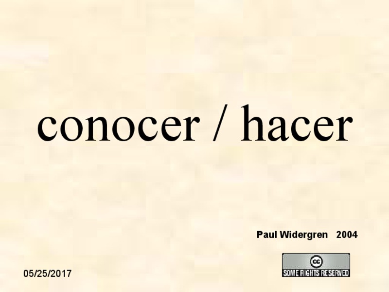 Conocer/Hacer PPT