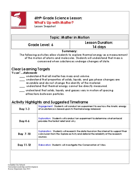 What’s Up with Matter? Unit Plan