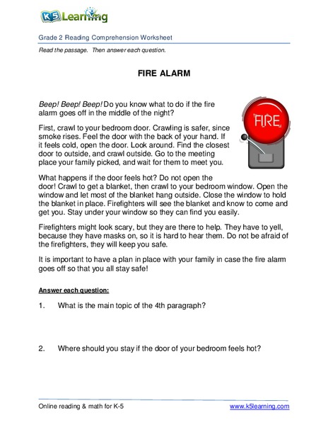 Fire Alarm Worksheet