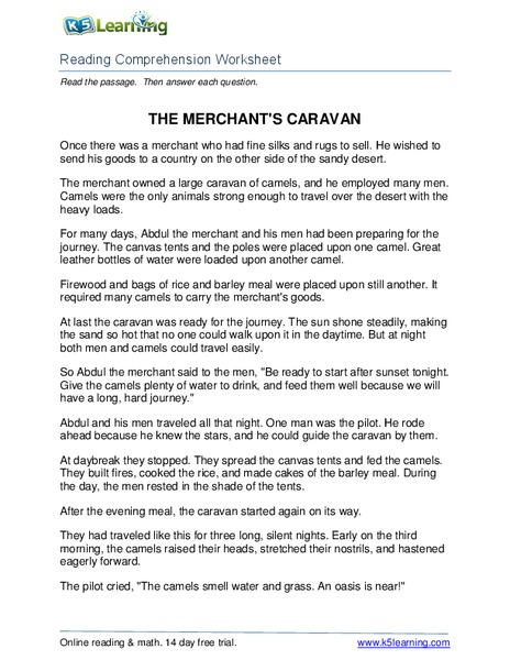 The Merchant's Caravan Worksheet
