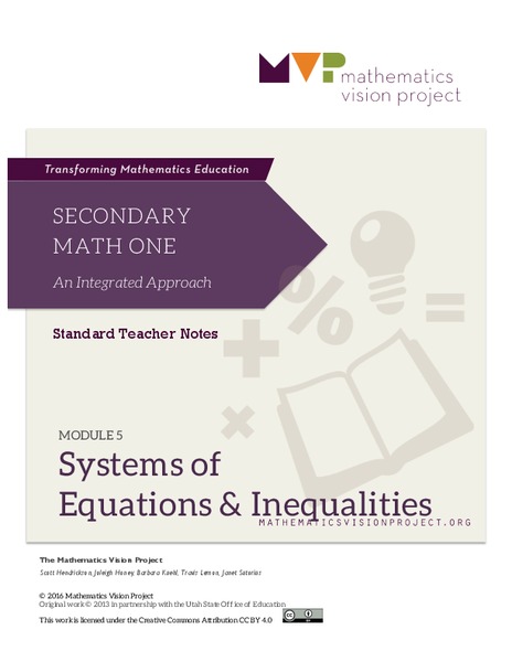 Systems of Equations and Inequalities Unit Plan