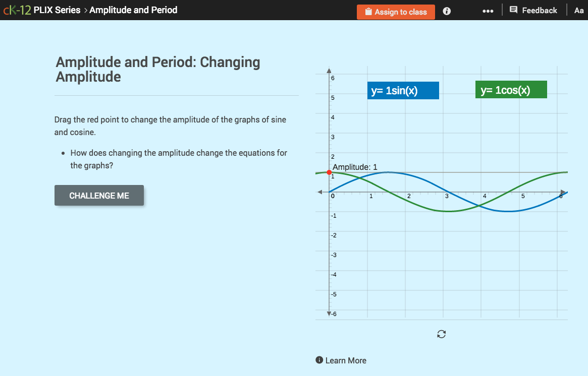Sine Graph and Cosine Graph: Changing Amplitude Interactive