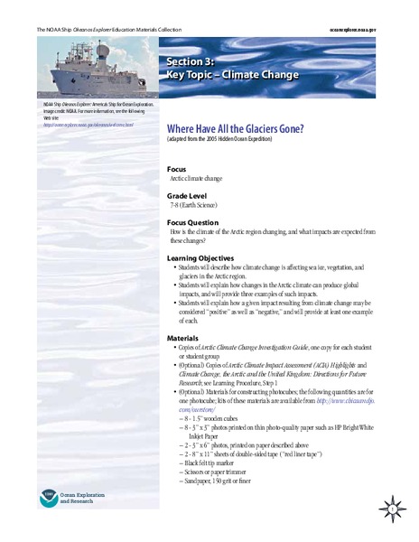 Where Have All the Glaciers Gone? Lesson Plan