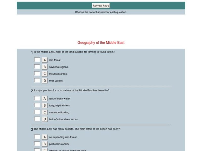 Geography of the Middle East Interactive