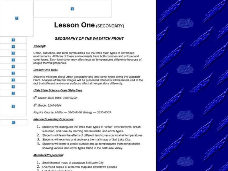 Geography of the Wasatch Front Lesson Plan