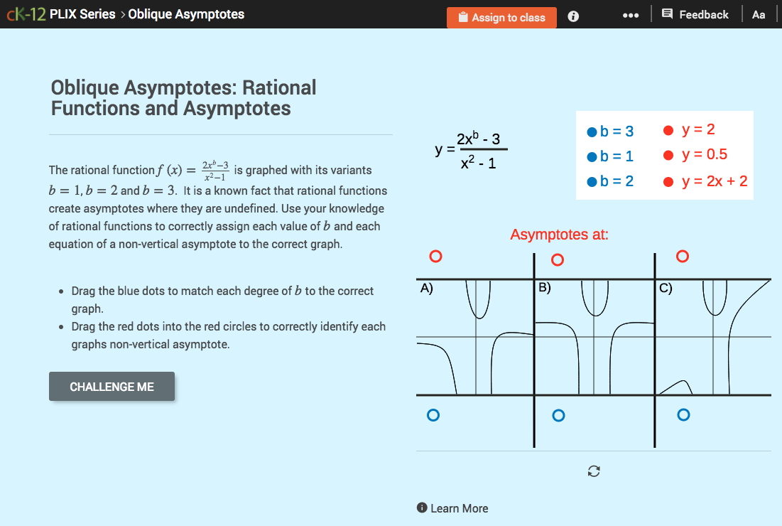 Oblique Asymptotes: Rational Functions and Asymptotes Interactive