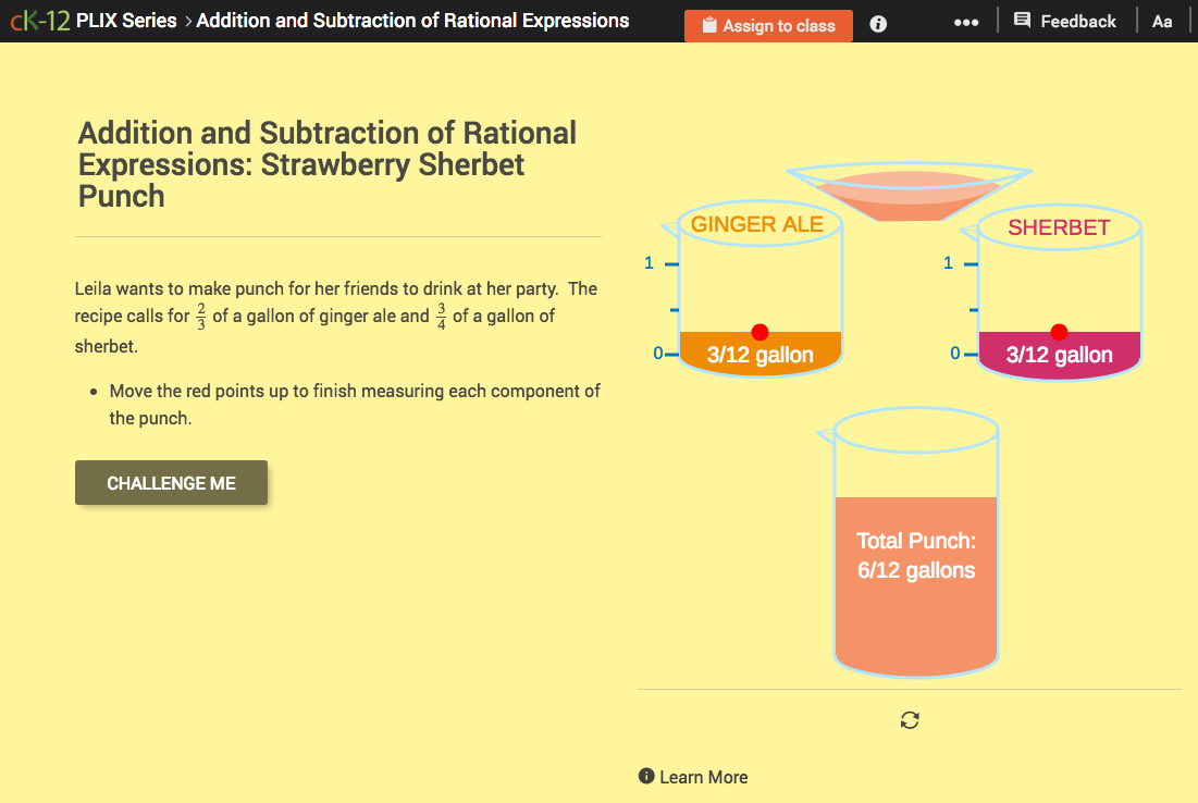 Addition and Subtraction of Rational Expressions: Strawberry Sherbet Punch Interactive