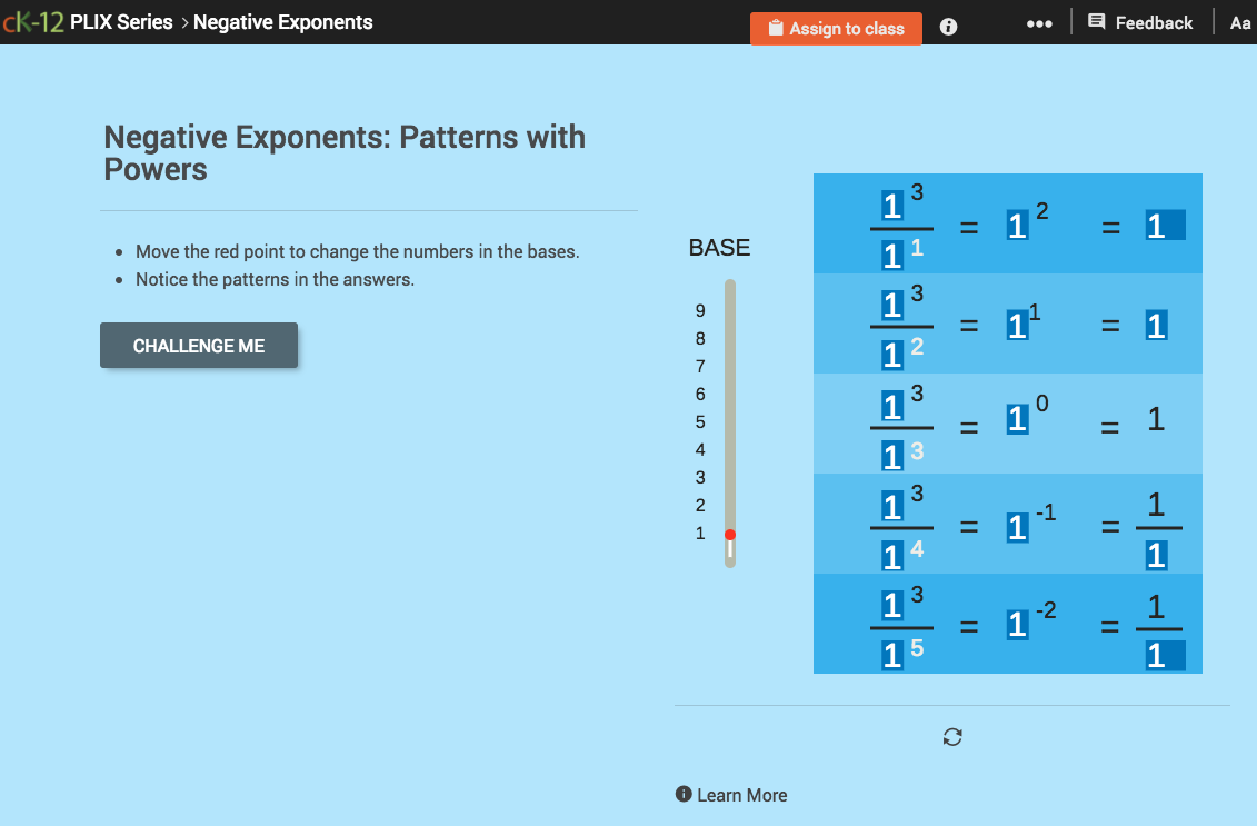 Zero, Negative, and Fractional Exponents: Patterns with Powers Interactive