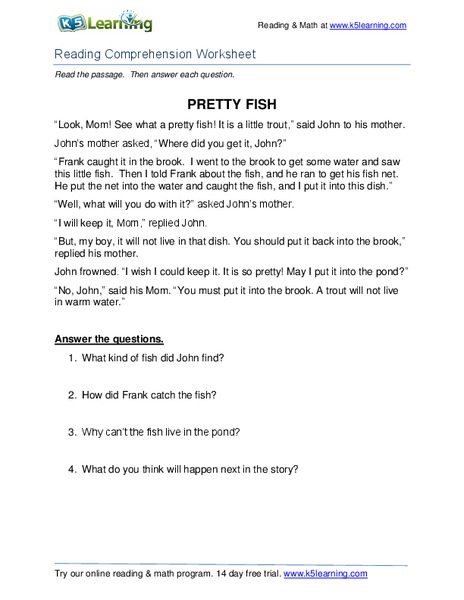 Pretty Fish Worksheet