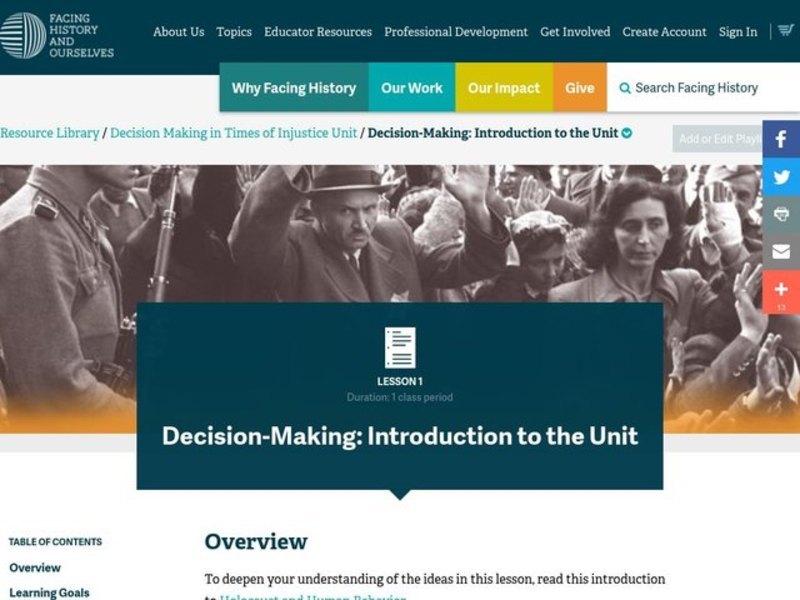 Decision-Making: Introduction to the Unit Lesson Plan