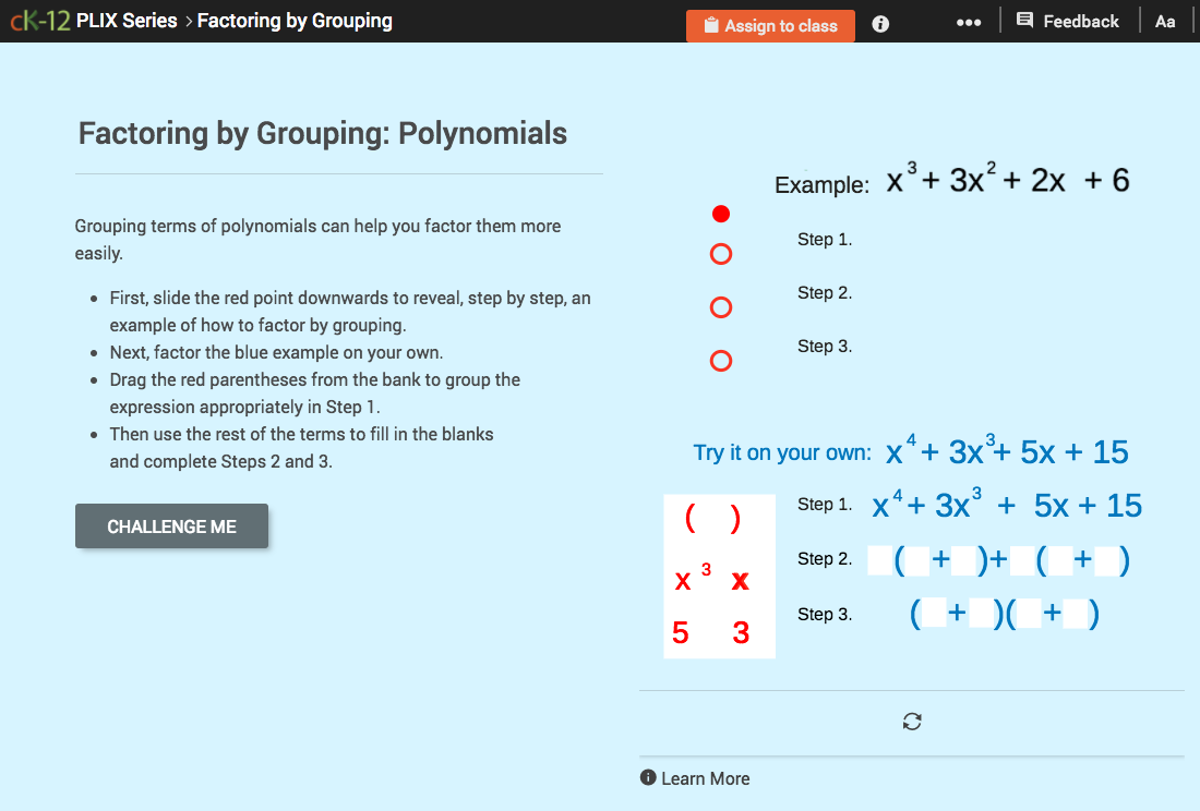 Factoring by Grouping: Polynomials Interactive