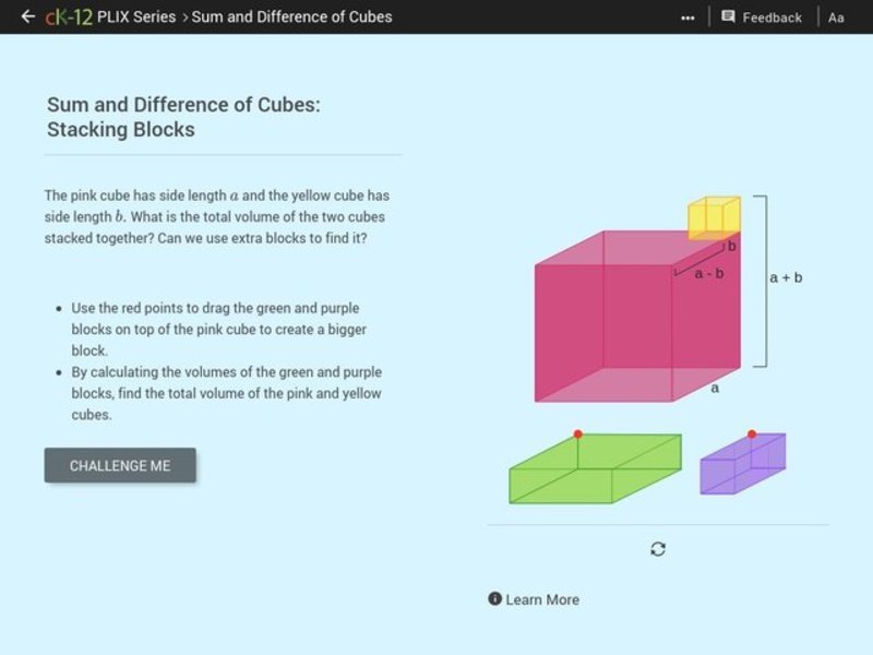Sum and Difference of Cubes: Stacking Blocks Interactive