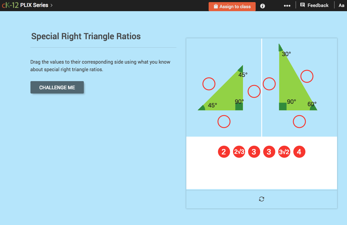 Special Triangle Ratios: Special Right Triangle Ratios Interactive