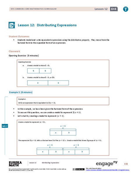 Distributing Expressions Lesson Plan