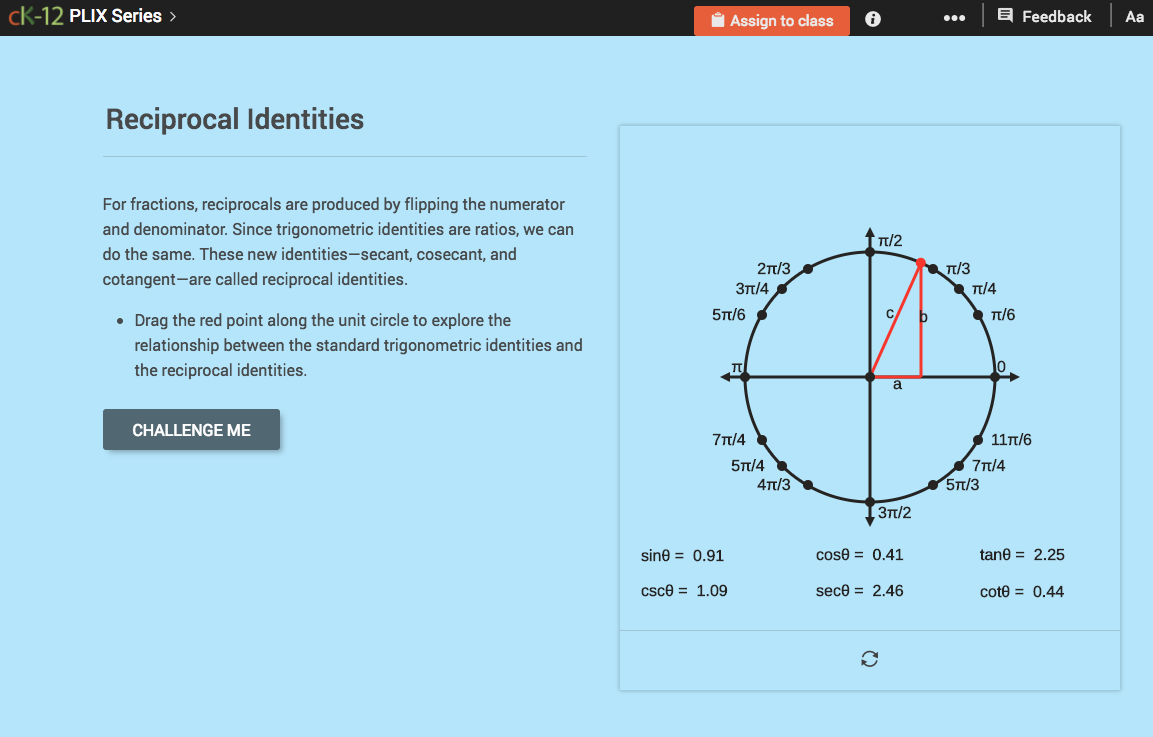 Reciprocal Identities Interactive