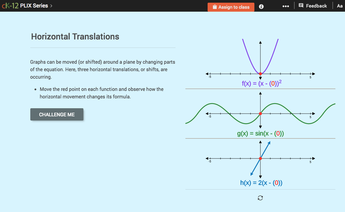 Horizontal Translations or Phase Shifts: Horizontal Translations Interactive