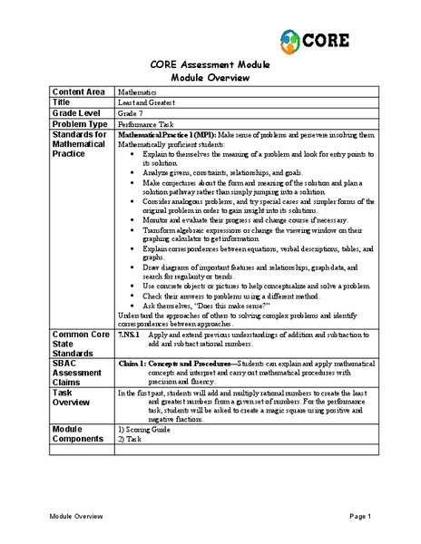 Least and Greatest Assessment